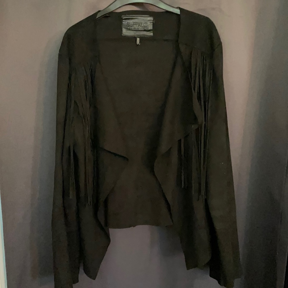 Black Polyester Fringe Jacket - image 1